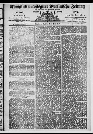 Königlich privilegirte Berlinische Zeitung von Staats- und gelehrten Sachen on Dec 29, 1874