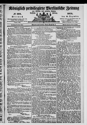 Königlich privilegirte Berlinische Zeitung von Staats- und gelehrten Sachen on Dec 30, 1874