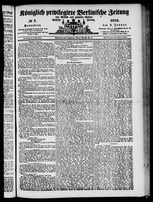 Königlich privilegirte Berlinische Zeitung von Staats- und gelehrten Sachen on Jan 9, 1875
