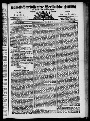 Königlich privilegirte Berlinische Zeitung von Staats- und gelehrten Sachen vom 10.01.1875