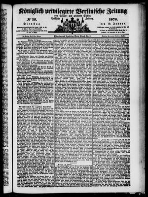 Königlich privilegirte Berlinische Zeitung von Staats- und gelehrten Sachen on Jan 19, 1875