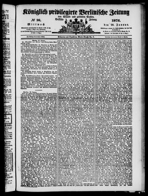 Königlich privilegirte Berlinische Zeitung von Staats- und gelehrten Sachen vom 20.01.1875