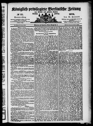 Königlich privilegirte Berlinische Zeitung von Staats- und gelehrten Sachen on Jan 21, 1875