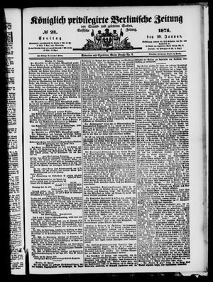 Königlich privilegirte Berlinische Zeitung von Staats- und gelehrten Sachen on Jan 29, 1875