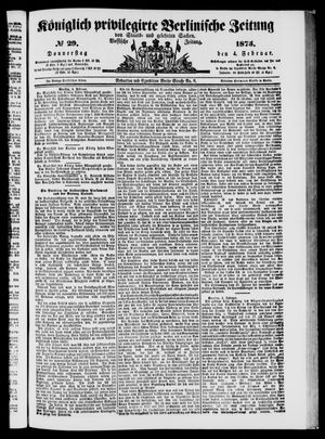 Königlich privilegirte Berlinische Zeitung von Staats- und gelehrten Sachen on Feb 4, 1875