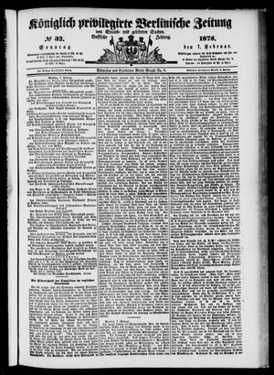 Königlich privilegirte Berlinische Zeitung von Staats- und gelehrten Sachen vom 07.02.1875