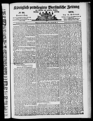 Königlich privilegirte Berlinische Zeitung von Staats- und gelehrten Sachen on Feb 11, 1875