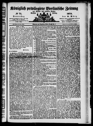Königlich privilegirte Berlinische Zeitung von Staats- und gelehrten Sachen vom 25.03.1875