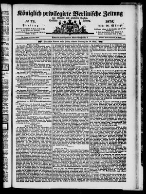 Königlich privilegirte Berlinische Zeitung von Staats- und gelehrten Sachen vom 26.03.1875