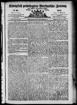 Königlich privilegirte Berlinische Zeitung von Staats- und gelehrten Sachen vom 09.04.1875