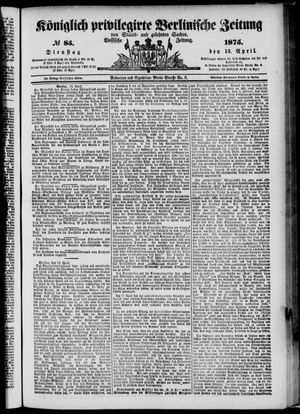 Königlich privilegirte Berlinische Zeitung von Staats- und gelehrten Sachen vom 13.04.1875