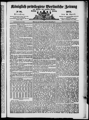 Königlich privilegirte Berlinische Zeitung von Staats- und gelehrten Sachen on Apr 20, 1875