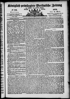 Königlich privilegirte Berlinische Zeitung von Staats- und gelehrten Sachen on May 21, 1875