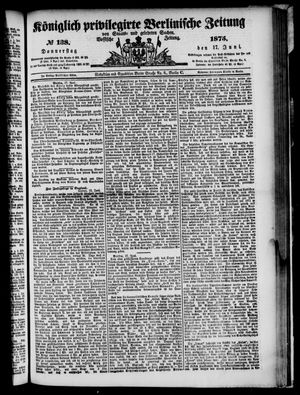 Königlich privilegirte Berlinische Zeitung von Staats- und gelehrten Sachen vom 17.06.1875
