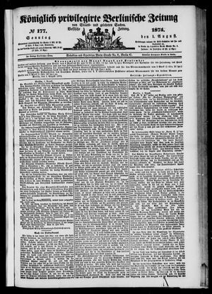 Königlich privilegirte Berlinische Zeitung von Staats- und gelehrten Sachen on Aug 1, 1875