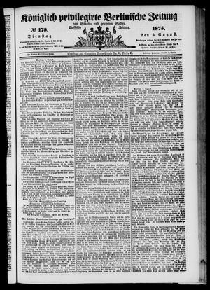 Königlich privilegirte Berlinische Zeitung von Staats- und gelehrten Sachen vom 03.08.1875