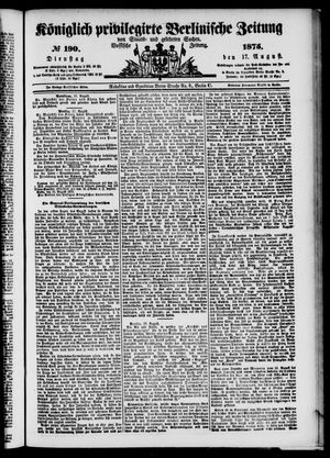 Königlich privilegirte Berlinische Zeitung von Staats- und gelehrten Sachen on Aug 17, 1875