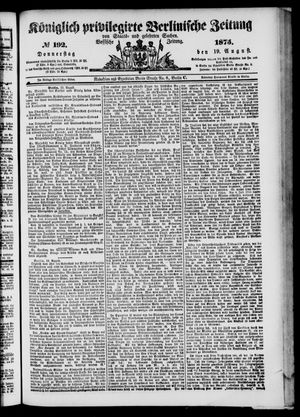Königlich privilegirte Berlinische Zeitung von Staats- und gelehrten Sachen on Aug 19, 1875