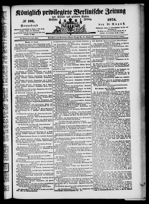 Königlich privilegirte Berlinische Zeitung von Staats- und gelehrten Sachen vom 21.08.1875
