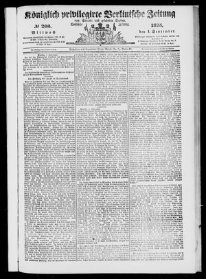 Königlich privilegirte Berlinische Zeitung von Staats- und gelehrten Sachen on Sep 1, 1875