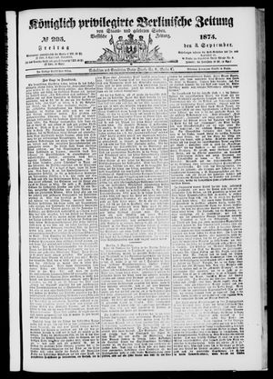 Königlich privilegirte Berlinische Zeitung von Staats- und gelehrten Sachen on Sep 3, 1875