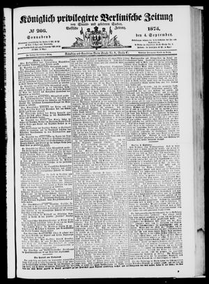 Königlich privilegirte Berlinische Zeitung von Staats- und gelehrten Sachen on Sep 4, 1875