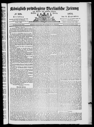 Königlich privilegirte Berlinische Zeitung von Staats- und gelehrten Sachen vom 14.09.1875