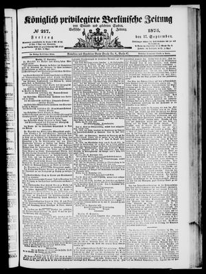 Königlich privilegirte Berlinische Zeitung von Staats- und gelehrten Sachen vom 17.09.1875