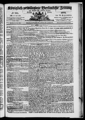 Königlich privilegirte Berlinische Zeitung von Staats- und gelehrten Sachen vom 22.09.1875