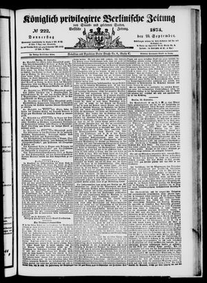 Königlich privilegirte Berlinische Zeitung von Staats- und gelehrten Sachen on Sep 23, 1875