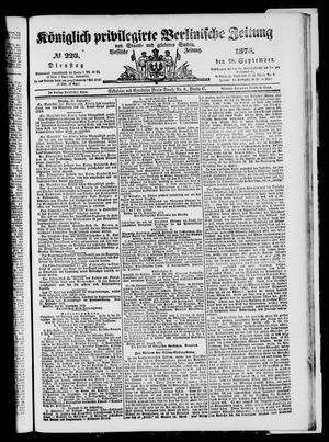 Königlich privilegirte Berlinische Zeitung von Staats- und gelehrten Sachen vom 28.09.1875