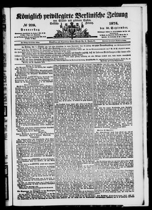 Königlich privilegirte Berlinische Zeitung von Staats- und gelehrten Sachen vom 30.09.1875
