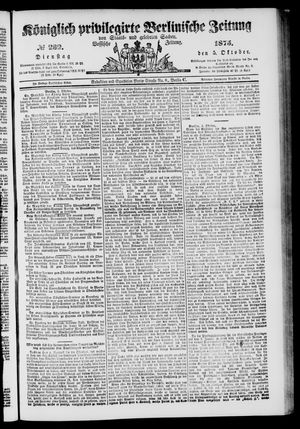 Königlich privilegirte Berlinische Zeitung von Staats- und gelehrten Sachen on Oct 5, 1875