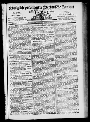 Königlich privilegirte Berlinische Zeitung von Staats- und gelehrten Sachen vom 07.10.1875