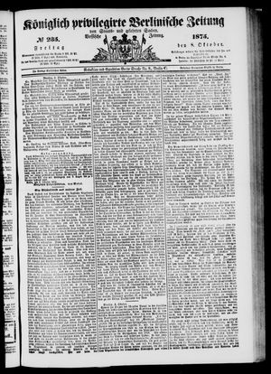 Königlich privilegirte Berlinische Zeitung von Staats- und gelehrten Sachen vom 08.10.1875