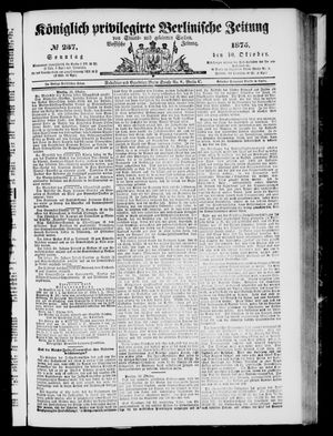 Königlich privilegirte Berlinische Zeitung von Staats- und gelehrten Sachen vom 10.10.1875
