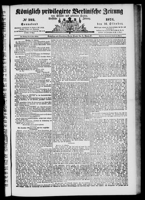 Königlich privilegirte Berlinische Zeitung von Staats- und gelehrten Sachen vom 16.10.1875