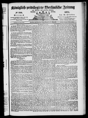 Königlich privilegirte Berlinische Zeitung von Staats- und gelehrten Sachen on Oct 20, 1875