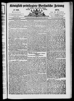 Königlich privilegirte Berlinische Zeitung von Staats- und gelehrten Sachen vom 23.10.1875