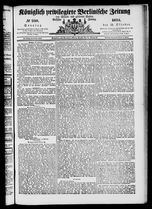 Königlich privilegirte Berlinische Zeitung von Staats- und gelehrten Sachen vom 24.10.1875