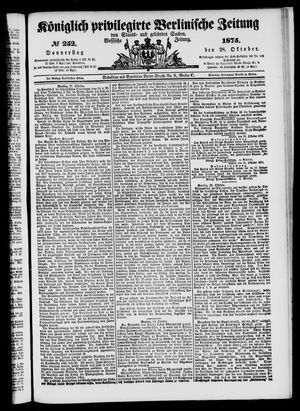Königlich privilegirte Berlinische Zeitung von Staats- und gelehrten Sachen vom 28.10.1875
