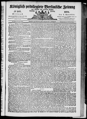 Königlich privilegirte Berlinische Zeitung von Staats- und gelehrten Sachen vom 03.11.1875