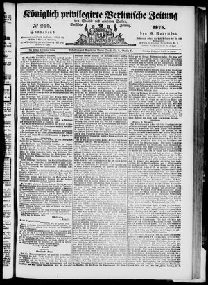 Königlich privilegirte Berlinische Zeitung von Staats- und gelehrten Sachen vom 06.11.1875