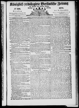 Königlich privilegirte Berlinische Zeitung von Staats- und gelehrten Sachen on Nov 16, 1875