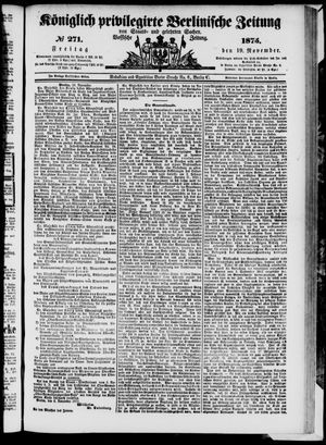 Königlich privilegirte Berlinische Zeitung von Staats- und gelehrten Sachen on Nov 19, 1875