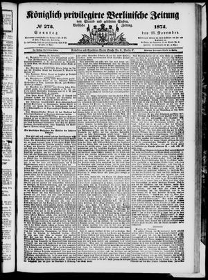 Königlich privilegirte Berlinische Zeitung von Staats- und gelehrten Sachen vom 21.11.1875