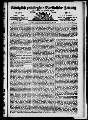 Königlich privilegirte Berlinische Zeitung von Staats- und gelehrten Sachen vom 25.11.1875
