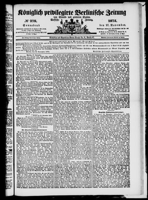 Königlich privilegirte Berlinische Zeitung von Staats- und gelehrten Sachen vom 27.11.1875