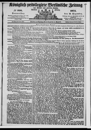 Königlich privilegirte Berlinische Zeitung von Staats- und gelehrten Sachen vom 23.12.1875