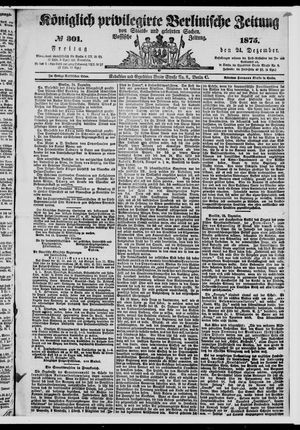 Königlich privilegirte Berlinische Zeitung von Staats- und gelehrten Sachen vom 24.12.1875